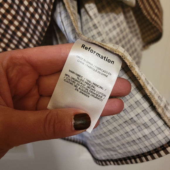 Reformation Jeune Checkered Ruffle Mini Dress size 6 - Picture 7 of 7